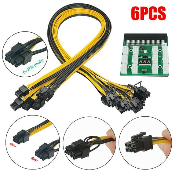 SAYFUT 8 Pin Female PCIe to Dual PCIe 8 Pin (6+2) Male Power Adapter, VGA Y-Splitter PCI Express Graphic Card Connector GPU to GPU Extension Cable Mining Video Card Power Cable (19.68 inches 6 Pack)