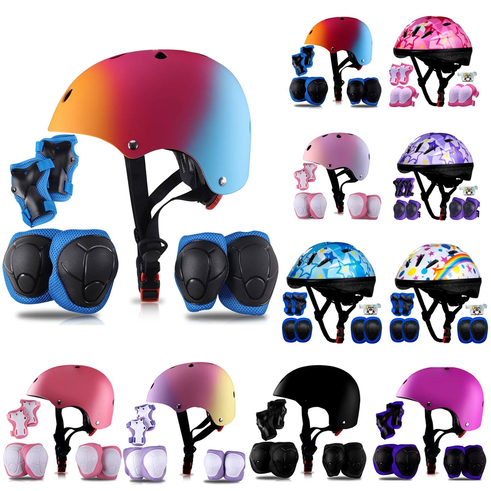 SAYFUT (9 Styles) Kids Bike Helmet, Toddler Helmet for Ages 3-10 Boys Girls with Sports Protective Gear Set Knee Elbow Wrist Pads for Skateboard Cycling Scooter Rollerblading