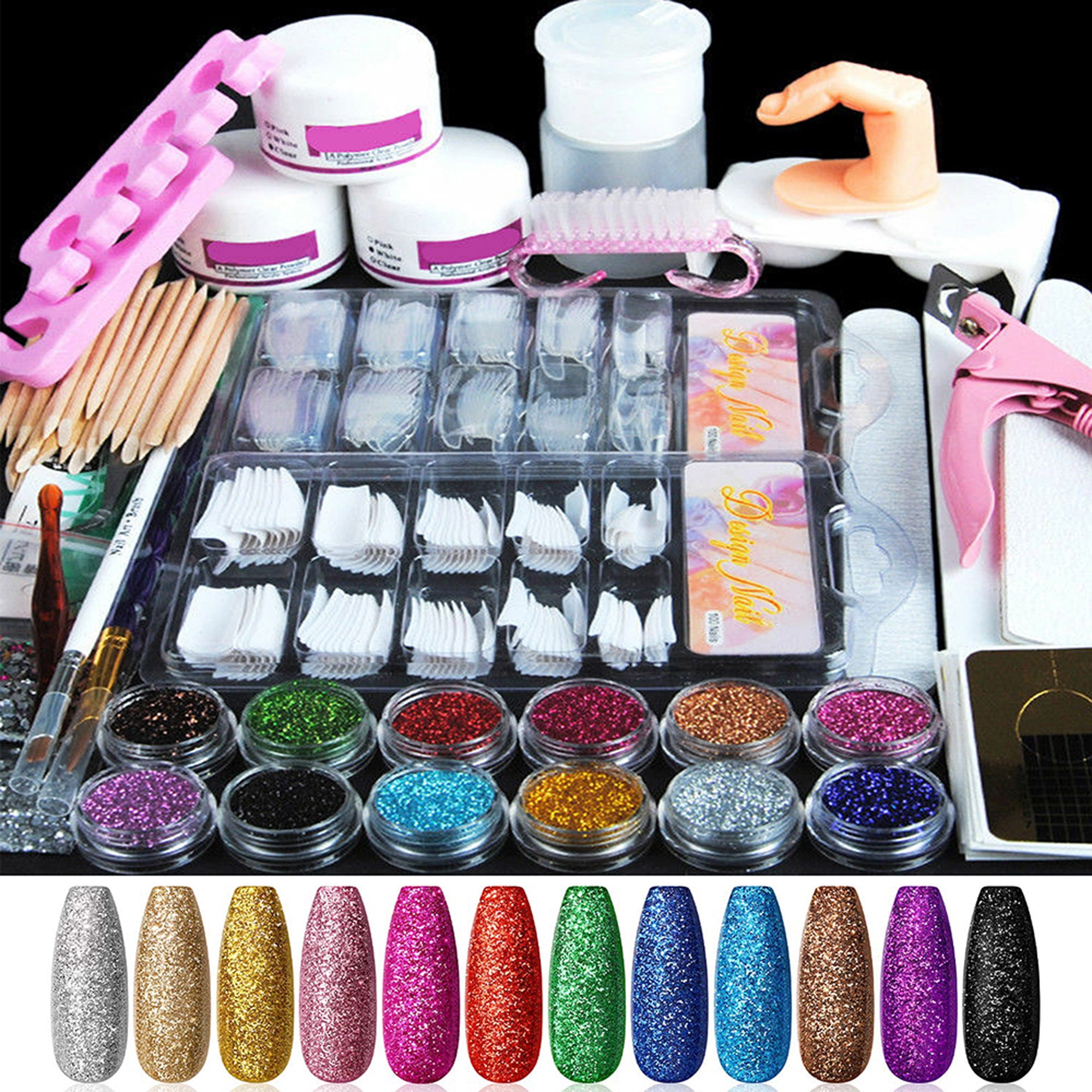SAYFUT Acrylic Nailon Kit, Acrilycs Nails Complete Set with Glitter Acrylic Powder and Liquid Monomer, Acrylic Nail Kit