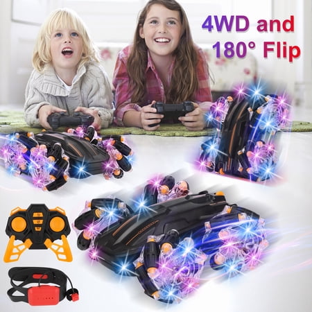 SAYFUT Amphibious RC Cars for Kids Boys, 4WD Remote Controls Car Off Road RC Boat, All Terrain RC Stunt Car Toys RC Vehicle Gift, Double Sided Lateral Run & 360° Rotating
