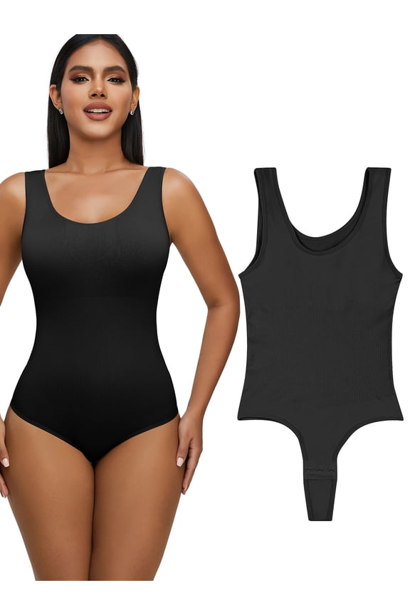 Bodysuit for Women Round Neck Solid Color Sexy Ribbed Compression Casual Bodysuit Top Sleeveless Square Neck Tank Top