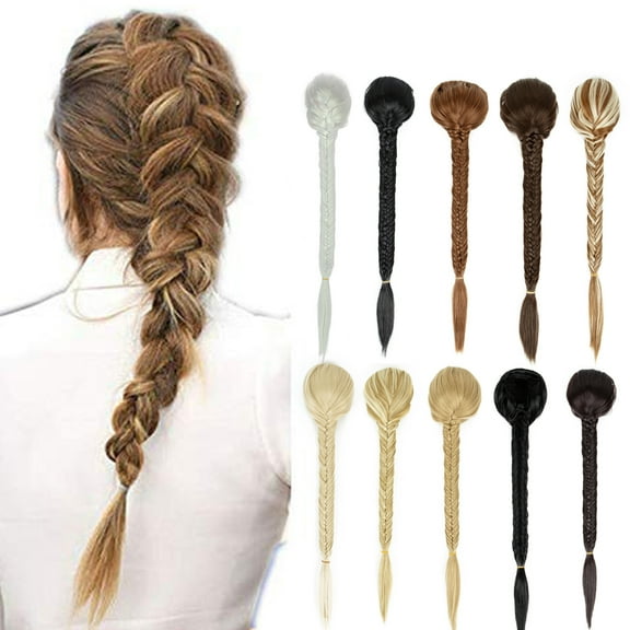 SAYFUT Braiding Hair Clip in Hair Extension Synthetic Ponytail Fishtail Braid Hairpiece 24inch Long Hair Extension Natural Hairpiece