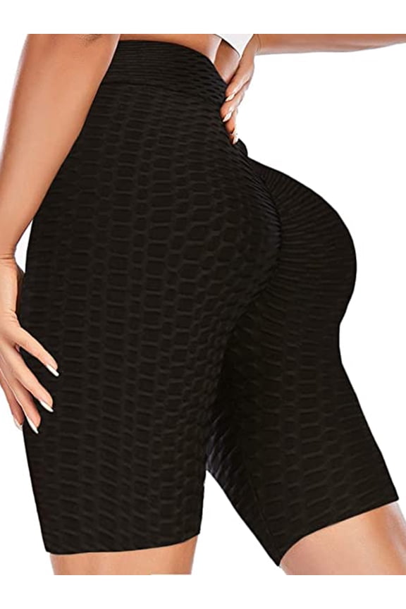 Butt Lifting Yoga Shorts for Women High Waisted Tummy Control Workout Shorts Textured Biker Beach Hot Pants