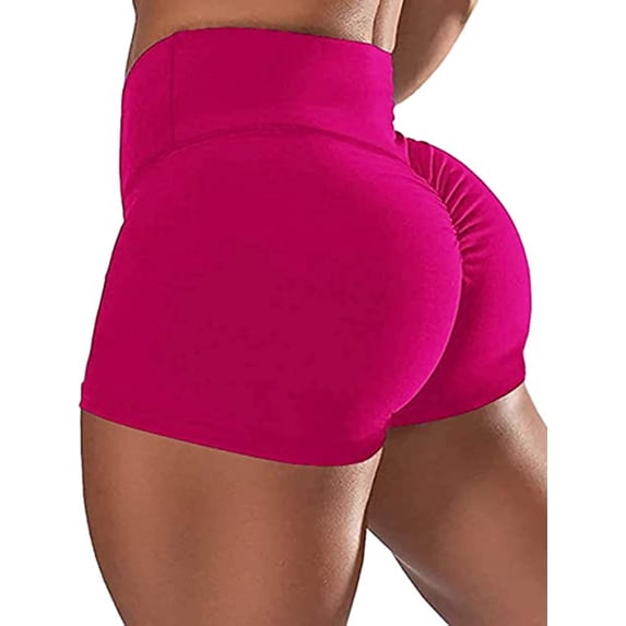 SAYFUT Butt Lifting Yoga Shorts for Women Tummy Control Leggings Textured Ruched Running Shorts Bottom