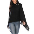 thumbnail image 1 of SAYFUT Classic Soft Knit Poncho Shawl Wrap - Winter Warm Fringe Tassel Colorblock Sweater High Collar Batwing Tassels Poncho Cape, 1 of 6