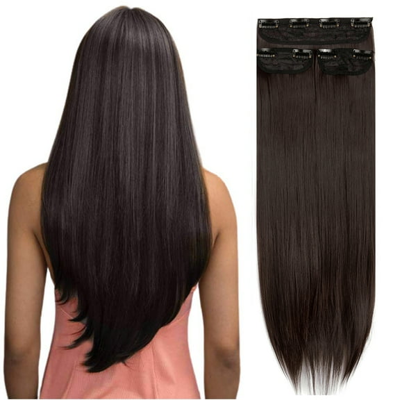 SAYFUT Clip in Extensions Ponytail Long Soft Silky Natural Straight Hairpieces with 8 Clips, Thick Thickened Clip in Synthetic Hair Extensions 3pcs 160g