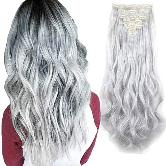 SAYFUT Clip in Hair Extensions 7Pcs 16 Clips 24 Inch Double Weft Full Head Curly Wave Synthetic Hairpieces for Women,160g