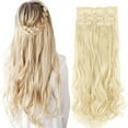 thumbnail image 1 of SAYFUT Clip in Hair Extensions 7Pcs 16 Clips 24 Inch Double Weft Full Head Curly Wave Synthetic Hairpieces for Women,160g, 1 of 3