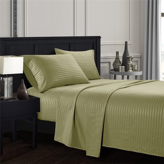 SAYFUT Deluxe Hotel 400 Thread Count 100% Cotton Sateen Dobby Stripe Bed Sheet Set