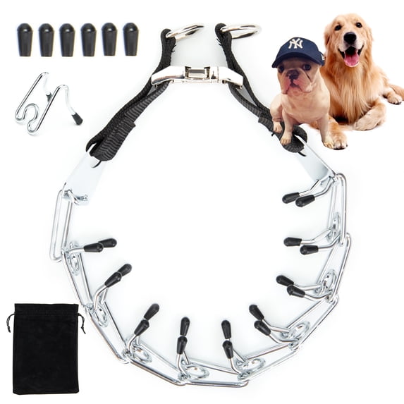 SAYFUT Dog Prong Training Collar, Stainless Steel Dog Collar with Comfort Tips (Packed with One Extra Links),Silver