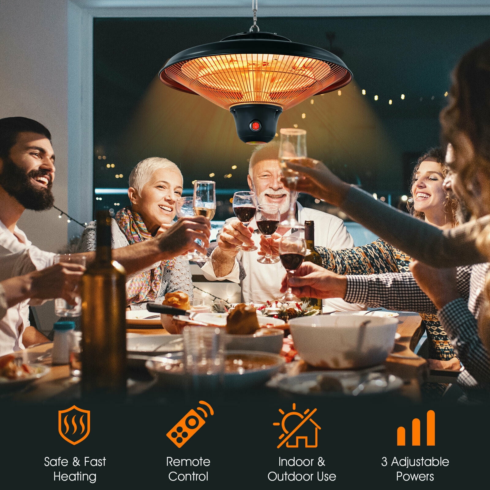 SAYFUT Electric Ceiling Mounted Infrared Heater 1500W Hanging Heater w