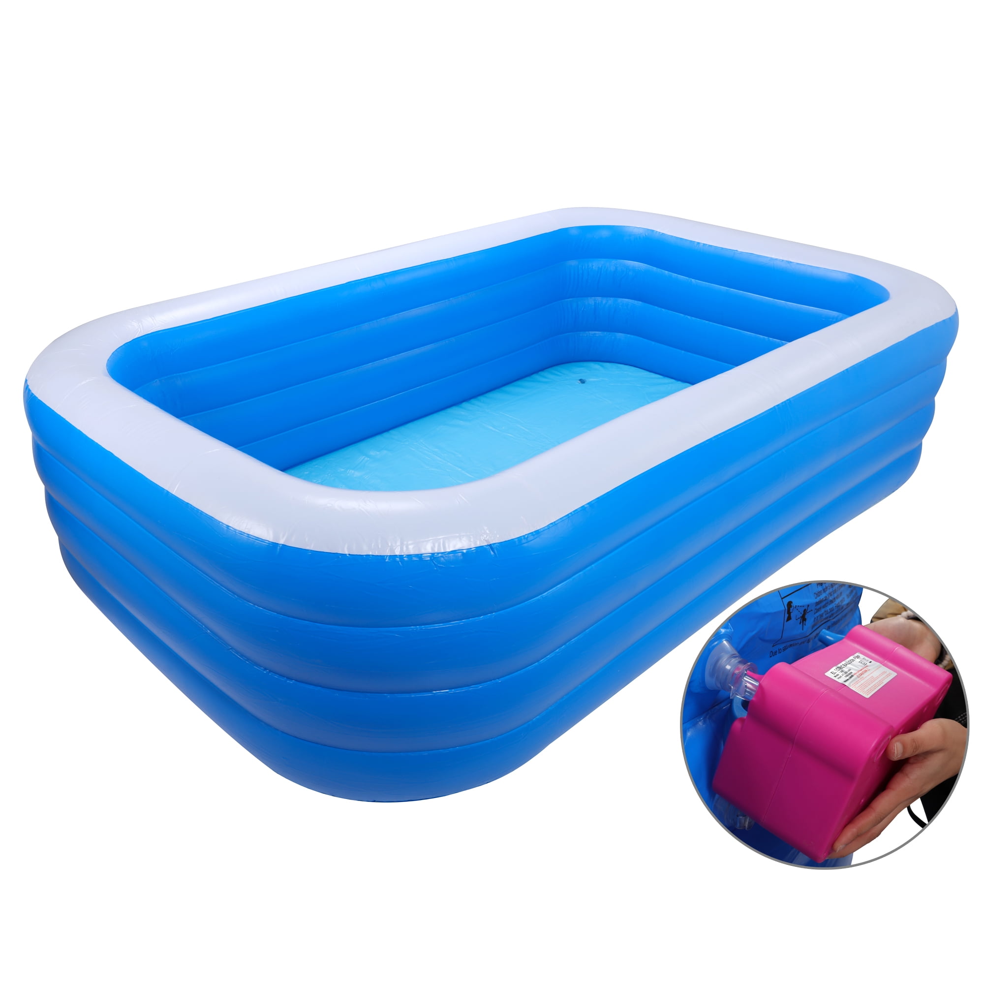 SAYFUT Inflatable Pool with Air Pump 102" X63" Above Ground Pool, Swimming Pools for Kids and
