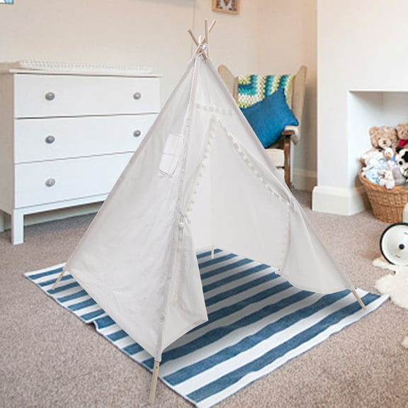 SAYFUT Kids Play Tent Indoor&Outdoor Teepee Tent with Pompom Ball Teepee