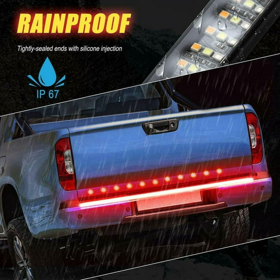 SAYFUT LED 1x 60'' Triple Row LED Tailgate Light Bar Strip Red White Yellow Switchback, Turn signal / brake light / running light / reversing light / double flashing light