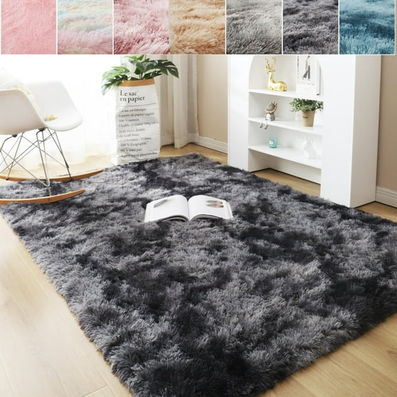 SAYFUT Large Tie Dye Area Rug, Soft Silky Smooth Carpet Fluffy Tie Dye Area Rug for Home Kids Bedroom Dormitory Decor Chair Cover Seat Pad Sofa Bedside Anti-Slip Shaggy Throw Rug, 5 Sizes 6 Colors