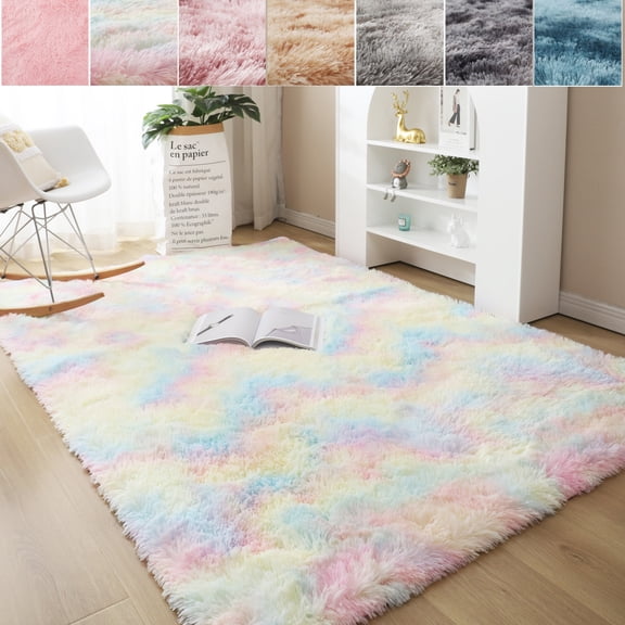 SAYFUT Large Tie Dye Area Rug, Soft Silky Smooth Carpet Fluffy Tie Dye Area Rug for Home Kids Bedroom Dormitory Decor Chair Cover Seat Pad Sofa Bedside Anti-Slip Shaggy Throw Rug, 5 Sizes 6 Colors
