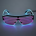 thumbnail image 1 of SAYFUT Light Up Party Glasses EL Wire Fashion Neon Shutter Electroluminescent Flashing LED Glasses Light Up Glow Eyewear Shades Flashing Rave Nightclub Party Decorations, Blue/ Green/ Red, 1 of 6