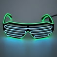 thumbnail image 1 of SAYFUT Light Up Party Glasses EL Wire Fashion Neon Shutter Electroluminescent Flashing LED Glasses Light Up Glow Eyewear Shades Flashing Rave Nightclub Party Decorations, Green Frame+Blue Lens, 1 of 1
