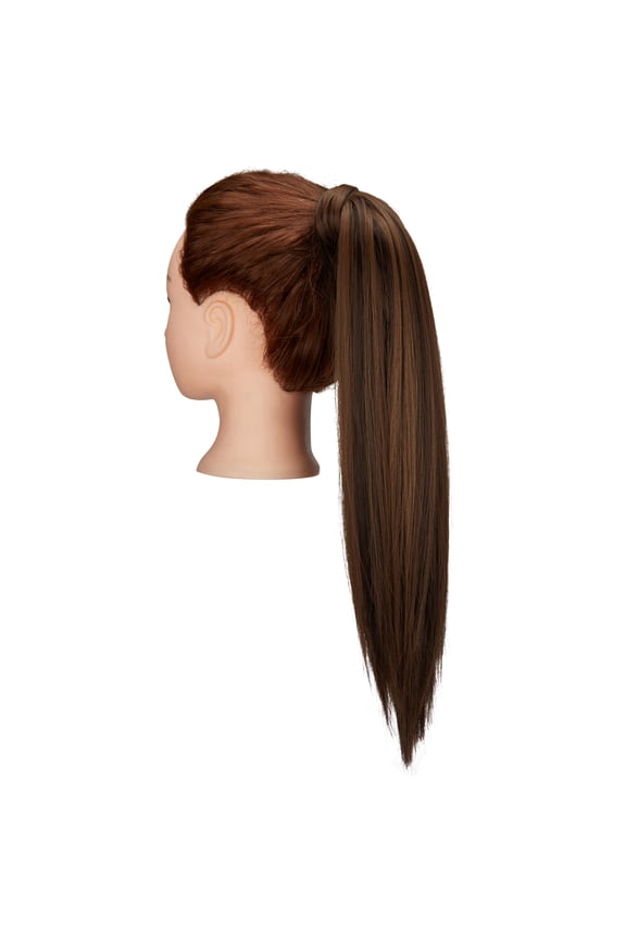 Long Straight Clip in Ponytail Extension,20/28 Inch Wrap Around Drawstring Pony Tail Hair Extension Synthetic Hairpiece Hair Piece for Women (1B#140-160g)