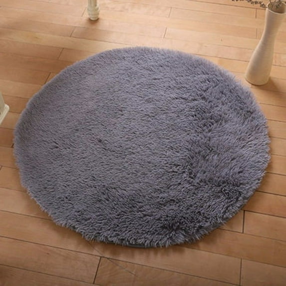 SAYFUT Luxury Round Shape Rugs Non-Slip Carpet Warm Floor Mat Suitable for Living Room Bedroom Children's Room Bathroom Rugs Red PiSAYFUT Grey