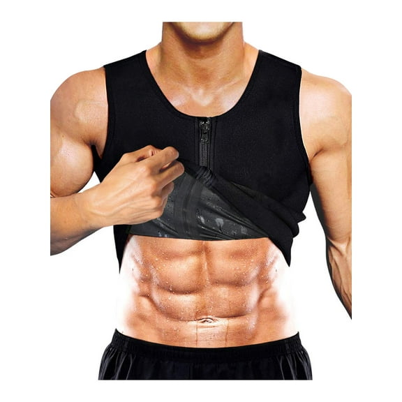 SAYFUT Men Waist Trainer Vests for Sweat Weight Loss Tops with Zipper Sweat Vest Sauna Tank Top Workout Shirt
