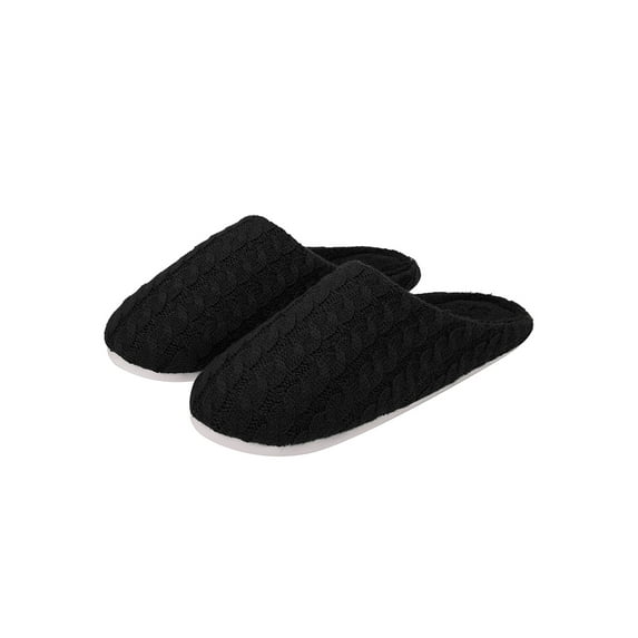 SAYFUT Men's and Women's Slide Slippers with Velvet Lining, Unisex Indoor Memory Foam Slippers Warm Knitted Cotton-blend Closed Toe Non-Slip House Shoes Slip-on