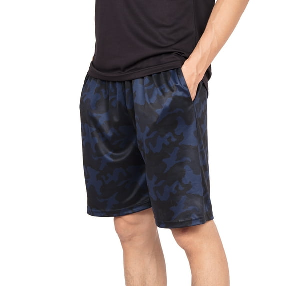 SAYFUT Mens Lightweigh Mesh Shorts Basketball Gym Sports Activewear Running Training Short with Side Pockets Color Black/Blue