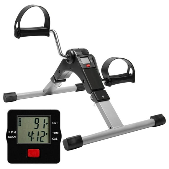 SAYFUT Mini Exercise Bike Pedal, Chrome Frame Pedal Exerciser, Fully Assembled Exercise Pedals for Arms and Legs, Silver