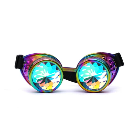 SAYFUT New Rainbow Kaleidoscope Glasses Welding Steampunk Goggles Diffraction Laser Crystal Lens
