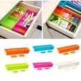 thumbnail image 1 of SAYFUT Plastic Adjustable Drawer Organizer Home Kitchen Board Divider Makeup Storage Boxes, White/ Blue/ Orange, 1 of 5