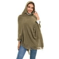 thumbnail image 1 of SAYFUT Ponchos Sweater Hooded Cape with Fringed Hem Crochet Poncho Knitting Patterns for Women, 1 of 8