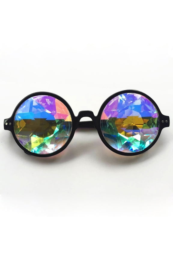 Retro Mosaic Kaleidoscope Sunglasses 2Packs for Option Special Lens Men Women Designer Cosplay Party Easter Day Decor Goggles Glasses Black Pink Clear