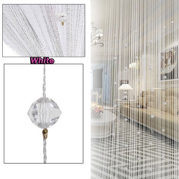 SAYFUT Rod Pocket Beauty String Tassel Curtain Crystal Beads Door Window Panel Room Divider Decor 1x2m