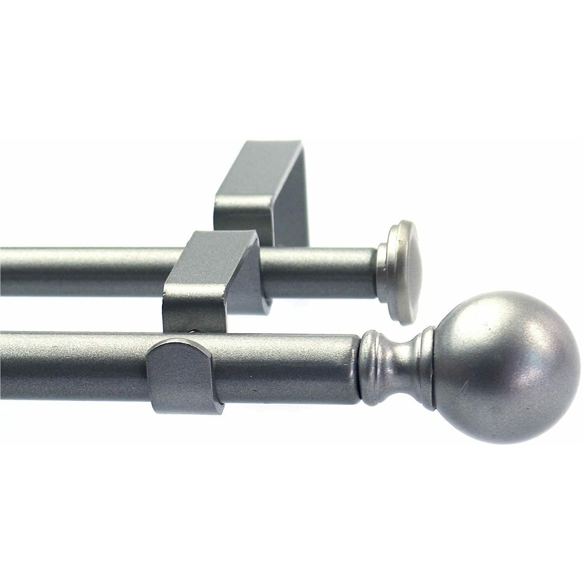 Urbanest 1-Inch Adjustable Double Ball Curtain Rod Set – 28-48, 48-84, Or 84-120 Inch Options