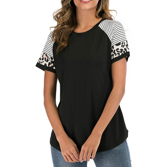 SAYFUT Round Neck Short Sleeve Shirts For Womens Striped Shirt Maternity Fashion Blouse Tops Casual T-Shir,Plus Size M-3XL/Red/Black/Gray