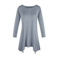thumbnail image 1 of SAYFUT Round Neck Women's Basic 3/4 Sleeve Tunic Tops Irregular Hem Round Blouse for Women Long T-Shirt, 1 of 7