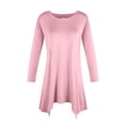 thumbnail image 1 of SAYFUT Round Neck Women's Basic 3/4 Sleeve Tunic Tops Irregular Hem Round Blouse for Women Long T-Shirt, 1 of 7