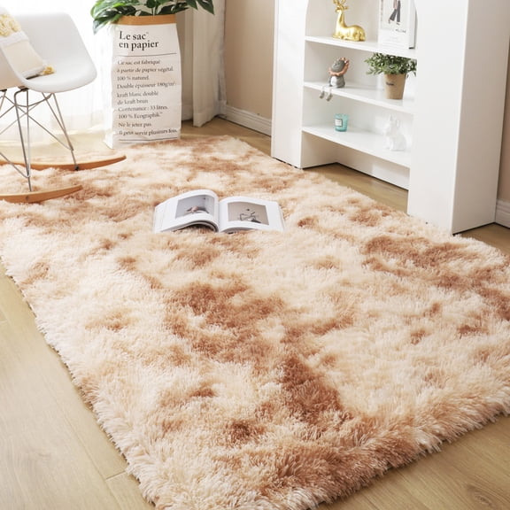 SAYFUT Rug Rectangle Oblong Shape Bedroom Fluffy Rugs Anti-Skid Shaggy Area Office Sitting Drawing Room Gateway Door Carpet Play Mat, 48''x72'', Khaki
