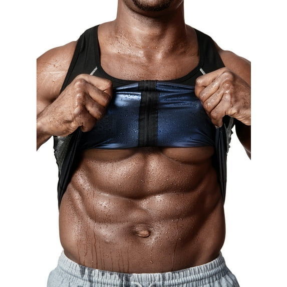 SAYFUT Sauna Vest for Men Waist Trainer Sweat Vest with Zipper Heat Vest for Weight Loss Sauna Suit Sweat Tank Top