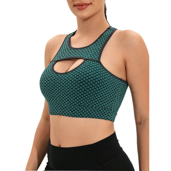 SAYFUT Seamless Sports Bra for Women Middle Impact Racerback Running Workout Yoga Crop Tops