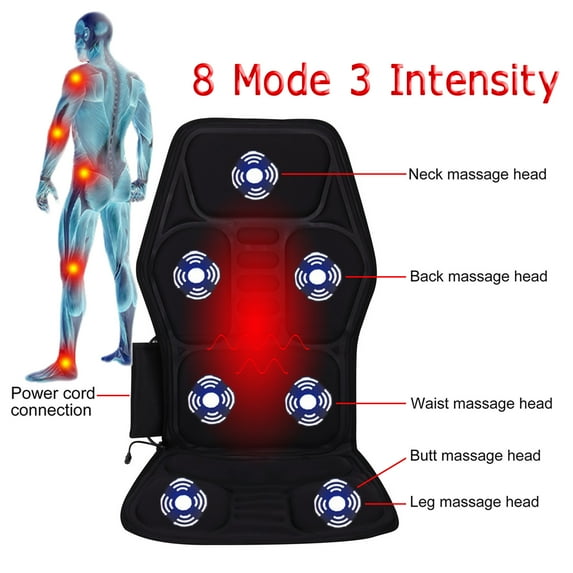 SAYFUT Seat Massager, Vibrating Back Massager for Chair Massage Cushion, 8 Modes 3 Intensity Vibrations to Relieve Stress and Fatigue for Back, Shoulder and Thighs
