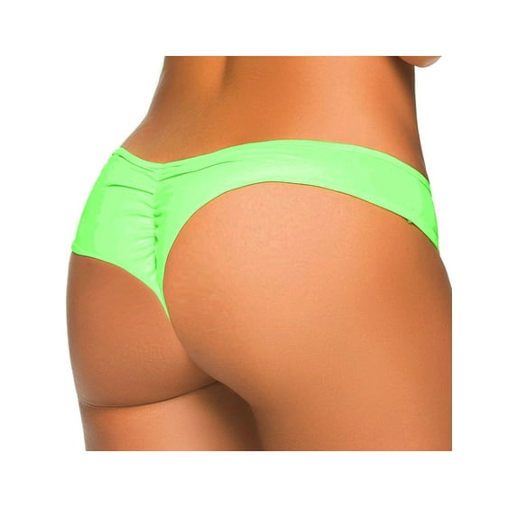 SAYFUT Sexy Women's Itsy Back Ruched Cheeky Thong Bikini Swim Bottoms Swimwear Swimsuit Beachwear