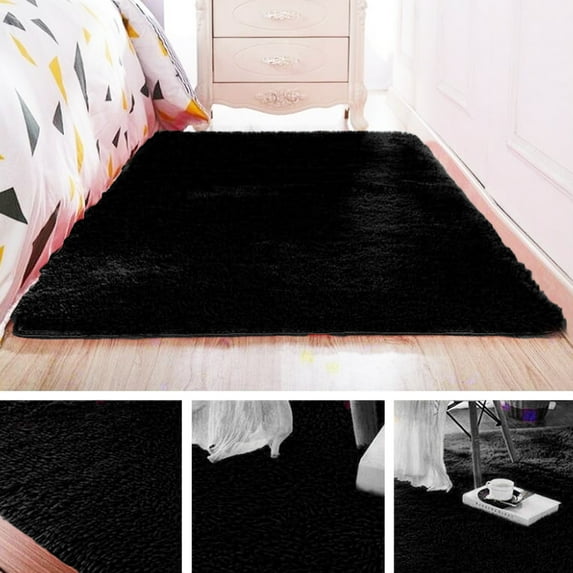SAYFUT Shaggy Area Rug Plush Fluffy Rugs for Bedroom Living Room, Super Soft and Comfy Carpet, Rugs for Kids Nursery Children,Black/ White/ Red/ Blue/ Pink/ Grey