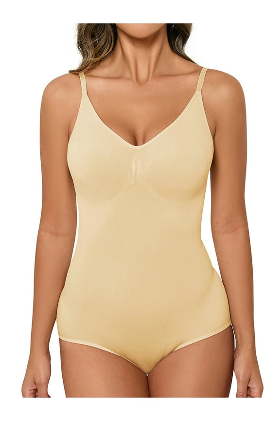 Shapewear Bodysuit for Women Tummy Control Body Shaper Slim Full Body Contour Top Seamless V Neck Jumpsuits