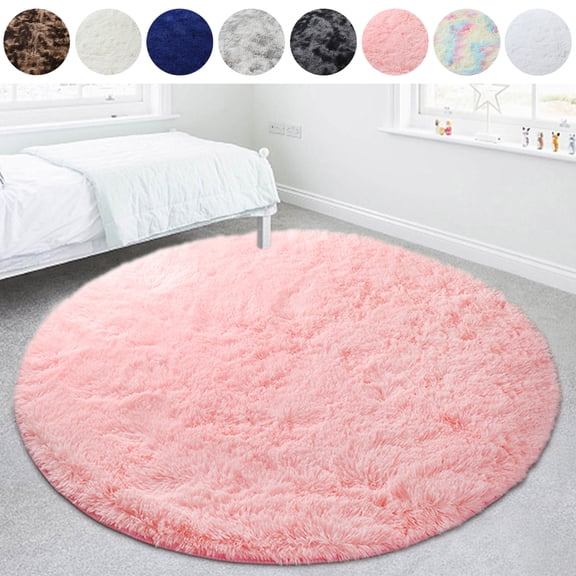 SAYFUT Soft Fluffy Area Rug for Living Room Bedroom, Diameter 48in/ 63.78in/ 72in Shag Rugs, Fuzzy Shaggy Accent Carpets for Kids Girls Rooms, Modern Apartment Nursery Dorm Indoor Furry Decor