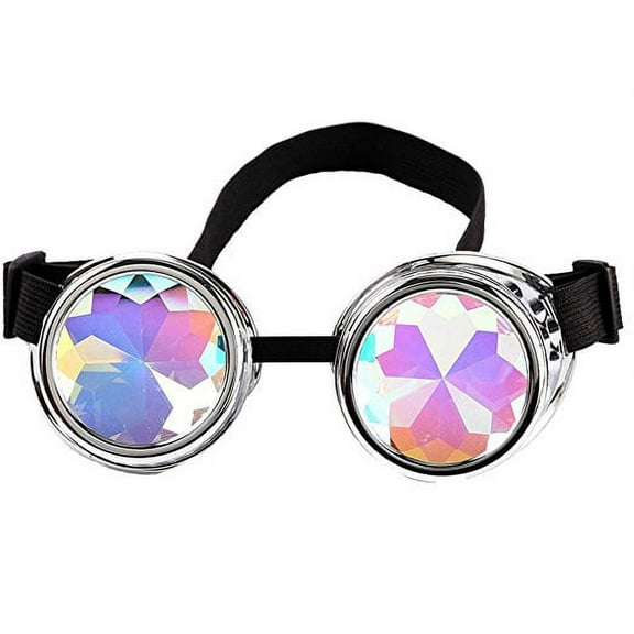 SAYFUT Steampunk Goggles Motorcycle Glasses Rainbow Kaleidoscope Festival Goggles Biker Vintage Outdoor