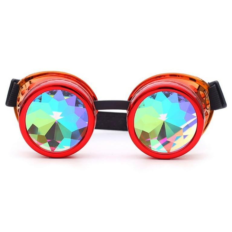 Kaleidoscope Steampunk Cyber Goggles Strap Rainbow Crystal Lens Gothic Glasses Kaleidoscope Steampunk Cyber Goggles Strap Rainbow Crystal Lens Gothic Glasses