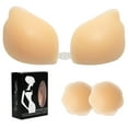 thumbnail image 1 of SAYFUT Strapless Self Adhesive Silicone Bra, Push Up Invisible Silicone Bras for Women With Flower Nipple Covers For Dress Wedding Party, 1 of 7