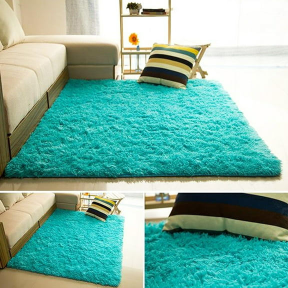 SAYFUT Super Soft Fluffy Floor Rug Washable Shag Rug Shaggy Area Rug Bedroom Dining Room Anti-skid Carpet Yoga Mat Child Play Mat,Black/ White/ Red/ Blue/ Pink/ Grey