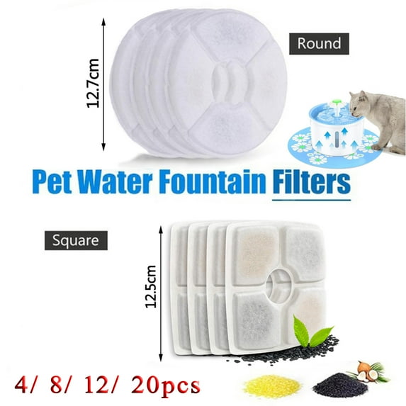 SAYFUT Carbon Replacement Filters for Pet Fountain, Filters for Automatic Flower Water Dispenser Compatible for Cats and Dogs, 4/ 8/ 12/ 20pcs